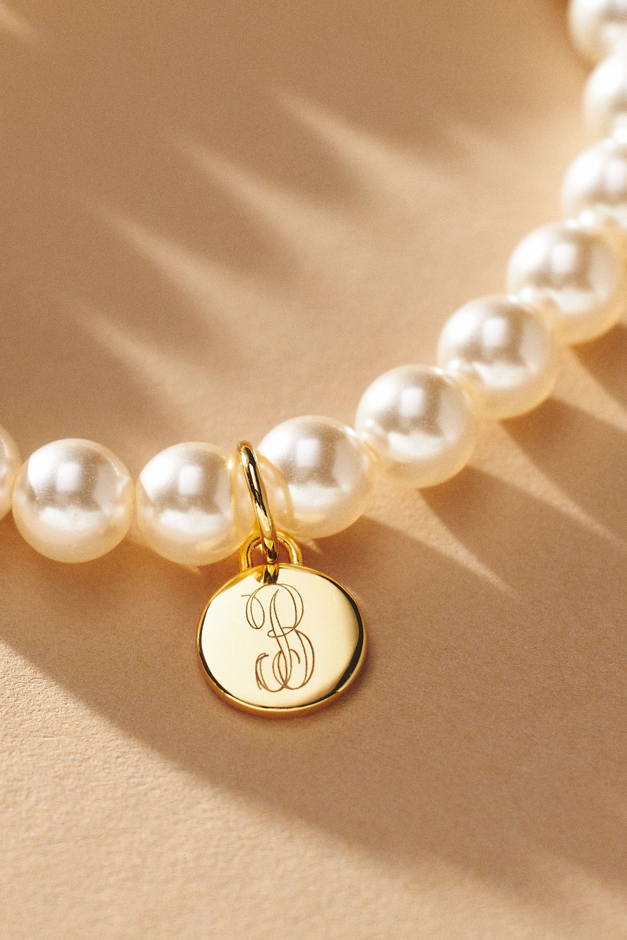 Engraved Monogram Pearl Bracelet