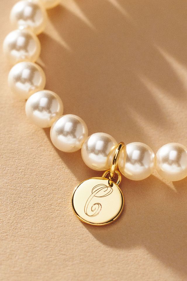 Engraved Monogram Pearl Bracelet Anthropologie
