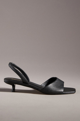 Maeve Square-toe Slingback Kitten Heels In Black