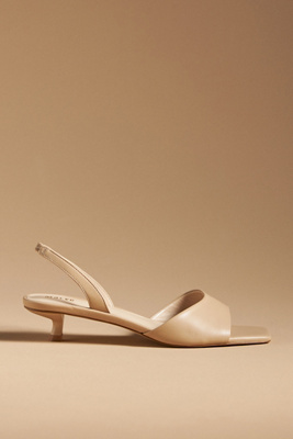 Shop Maeve Square-toe Slingback Kitten Heels In Beige