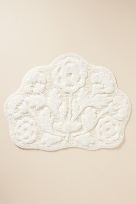 Eudora Floral Cotton Bath Mat in Ivory