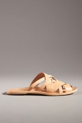 Beek Bittern Leather Slide Sandals In Beige