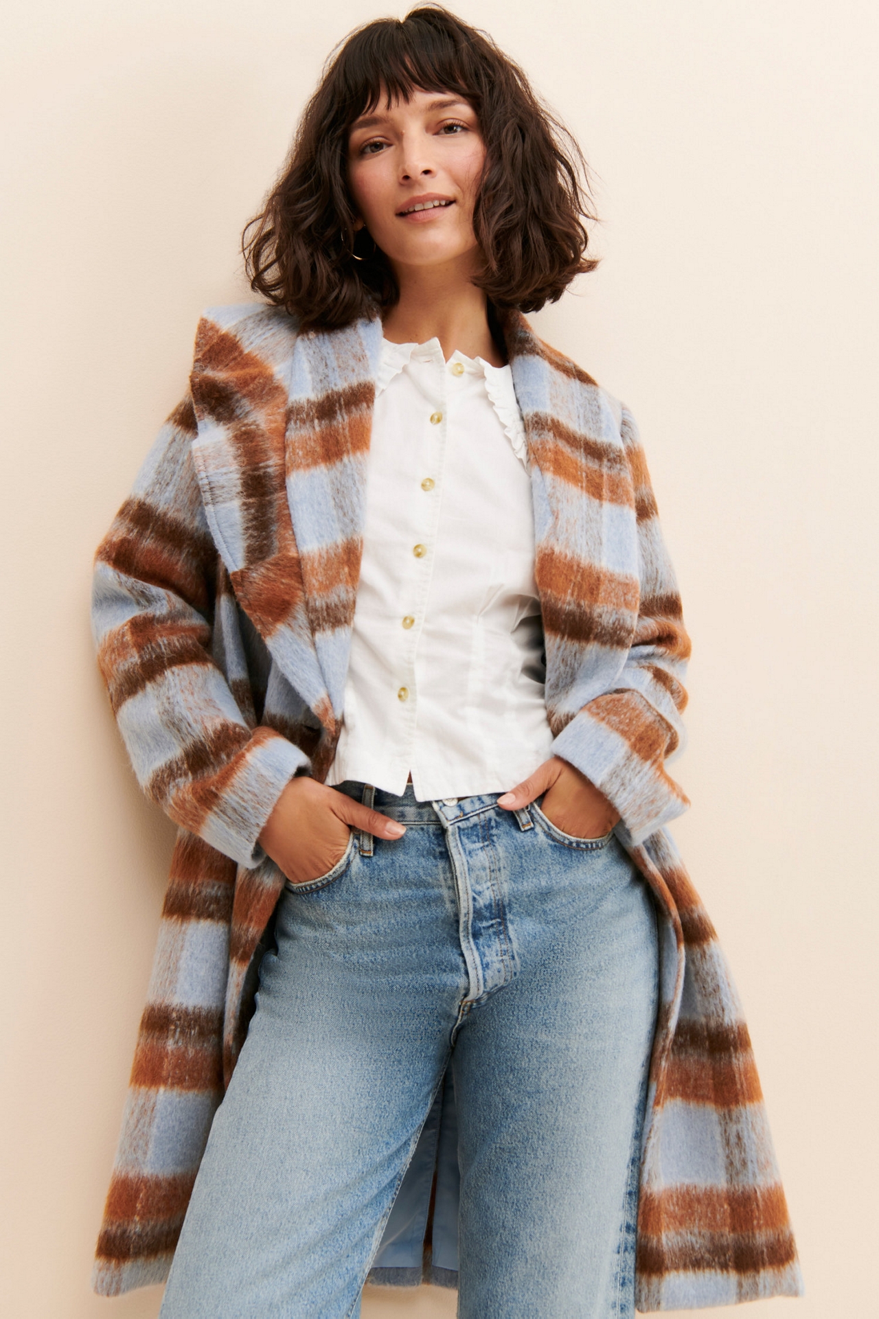 If By Sea Plaid Ruffled Overcoat