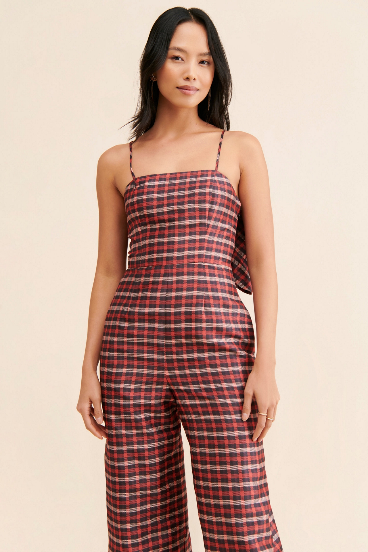 Hutch Plaid Bow Jumpsuit