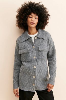 Flat White Knit Sweater Coat