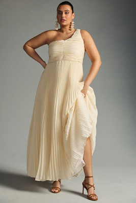 strapless open back dress Ivana Pleated One-Shoulder Dress  Minuet Apparel