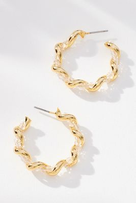 Shop By Anthropologie Spiral Beaded Hoop Earrings In Gold