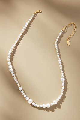 By Anthropologie Multi-pearl Beaded Necklace In White