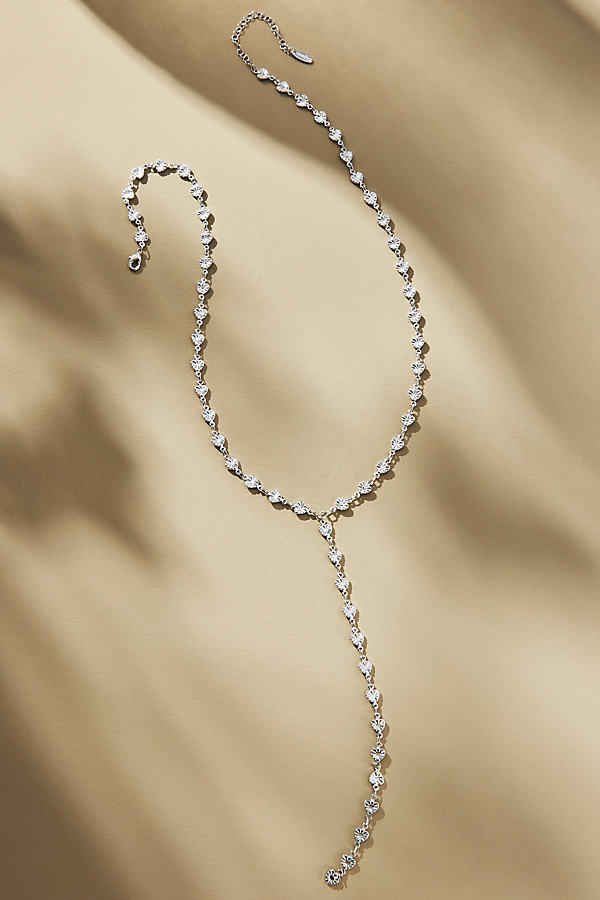 By Anthropologie Crystal Y-chain Necklace In Silver