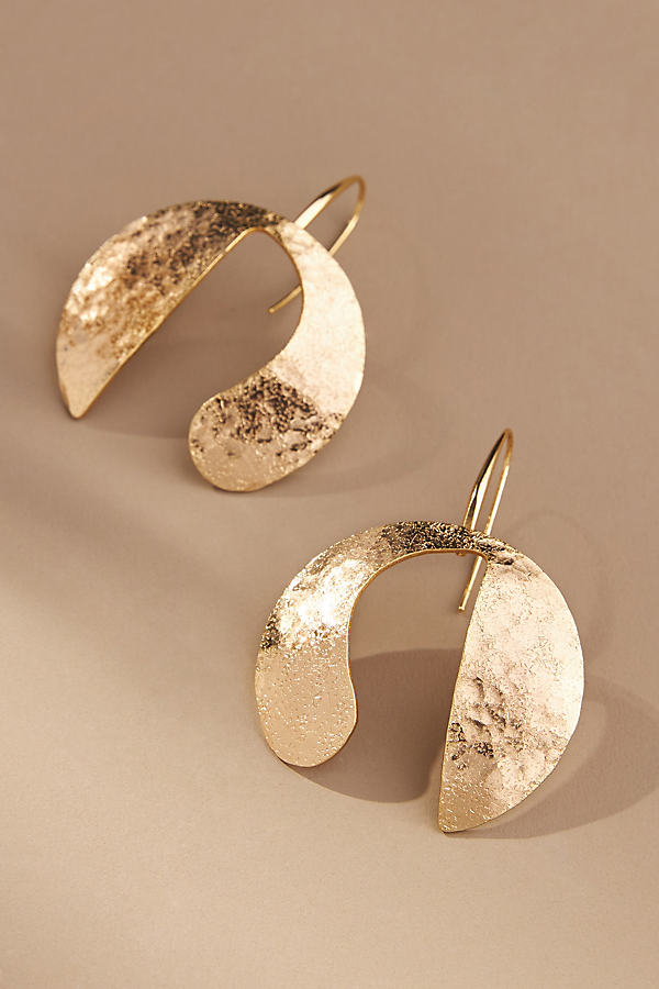 By Anthropologie Textured Metal Drop Earrings In Gold