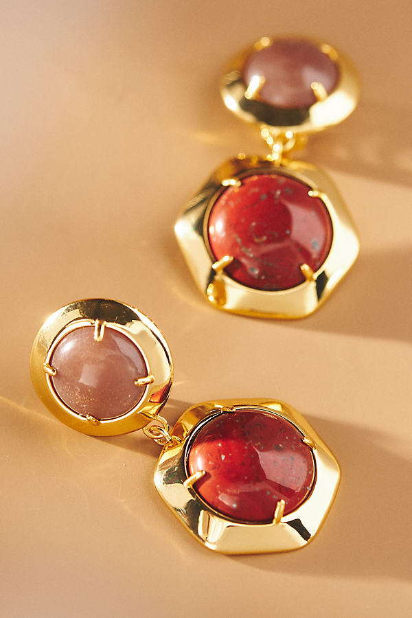 Lele Sadoughi Pearl Geo Bezel Jewel Drop Earrings In Red