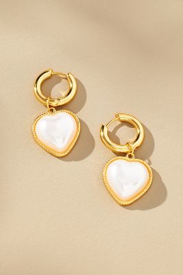 Shop Frasier Sterling Soulmate Pearl Heart Huggie Earrings In White