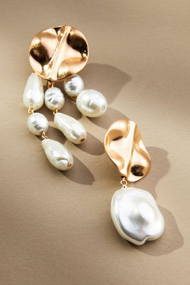 Pendants d'oreilles à cercle irrégulier et perles #1