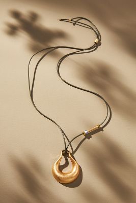 By Anthropologie Sculpted Pendant Cord Necklace In Gold