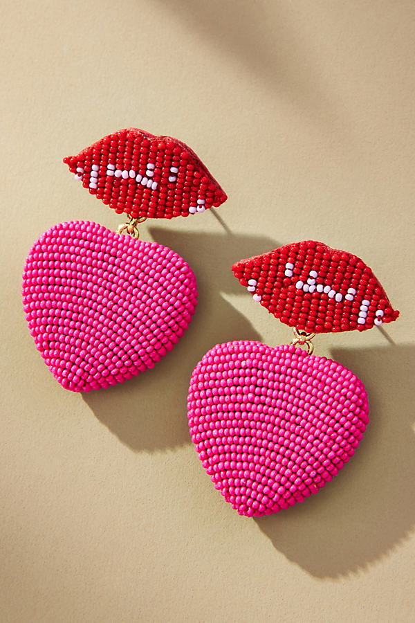 Mignonne Gavigan Kiss Kiss Beaded Drop Earrings In Pink
