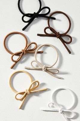 Anthropologie Bow Hair Ties, Set Of 6 In Beige