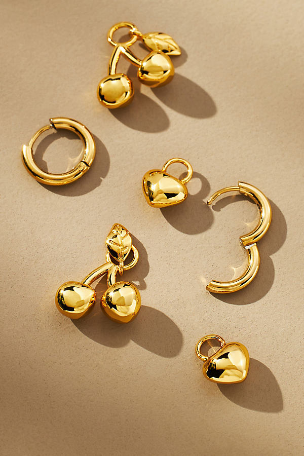 Shop Jenny Bird Cherry Heart Huggie Earrings In Gold
