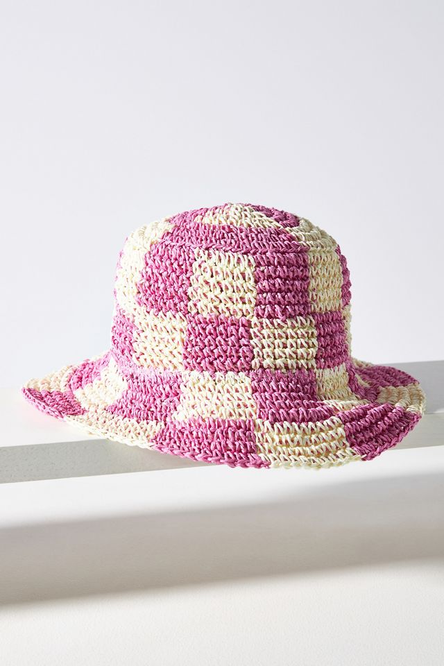 Wyeth Checkered Straw Bucket Hat #3