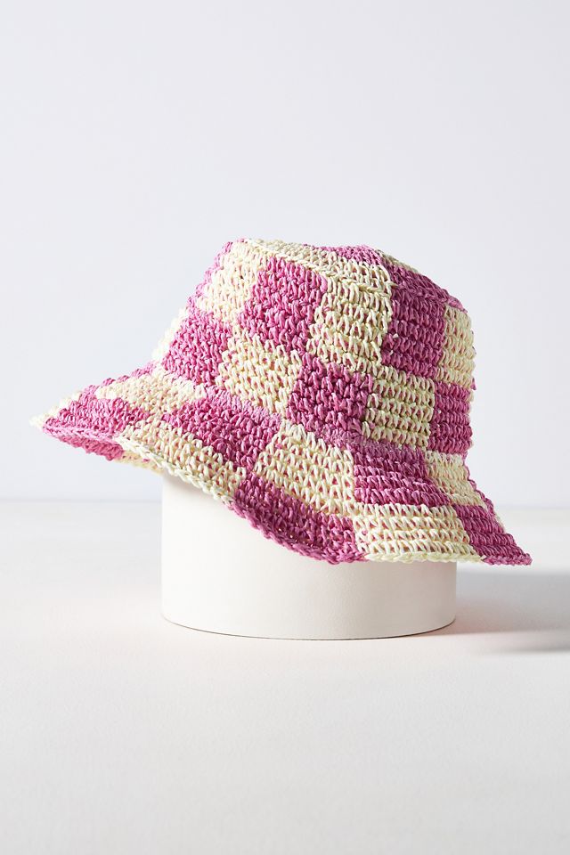Wyeth Checkered Straw Bucket Hat #4