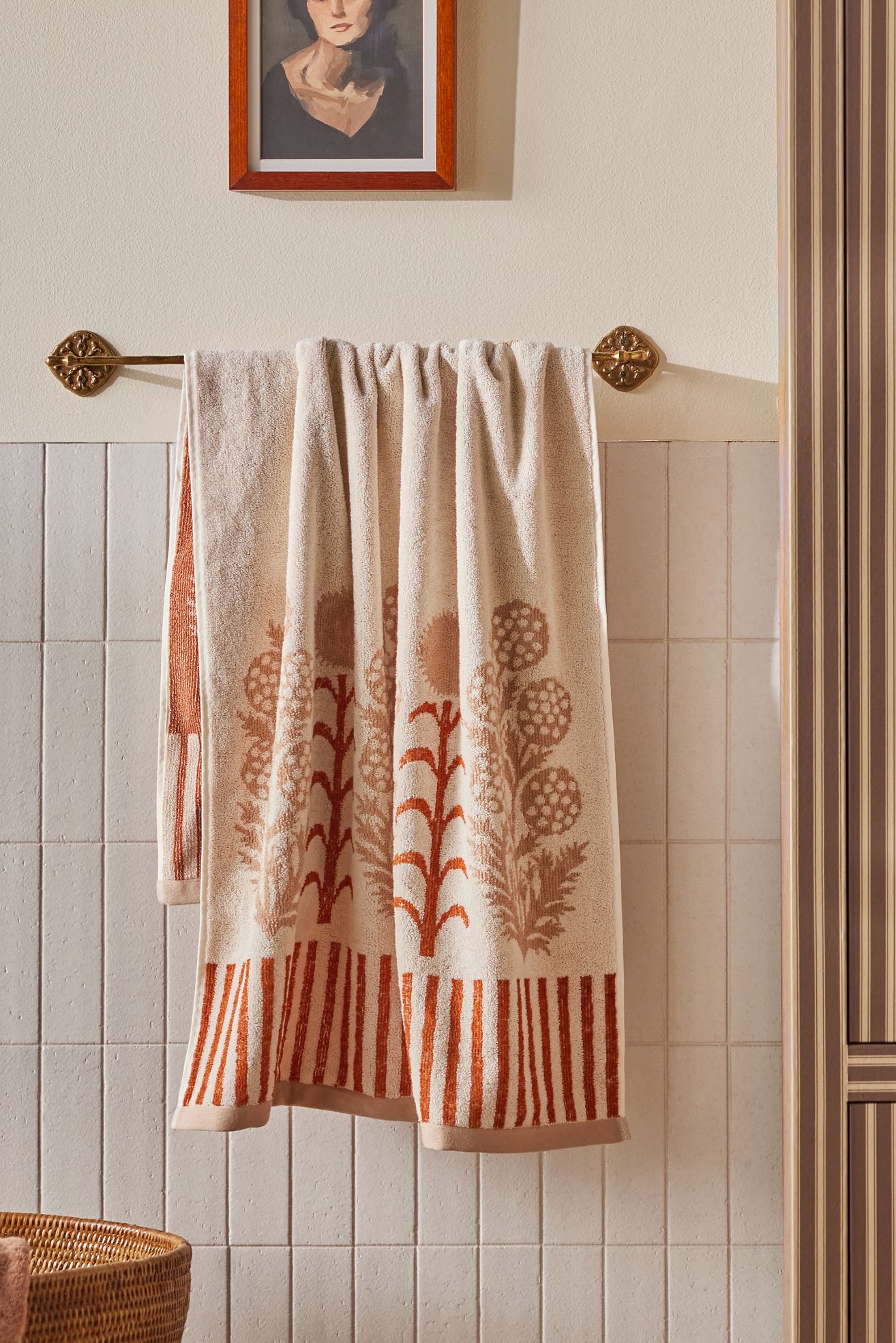 Ellen Merchant Cottage Cotton Towel Collection - Dark Orange, Hand Towel
