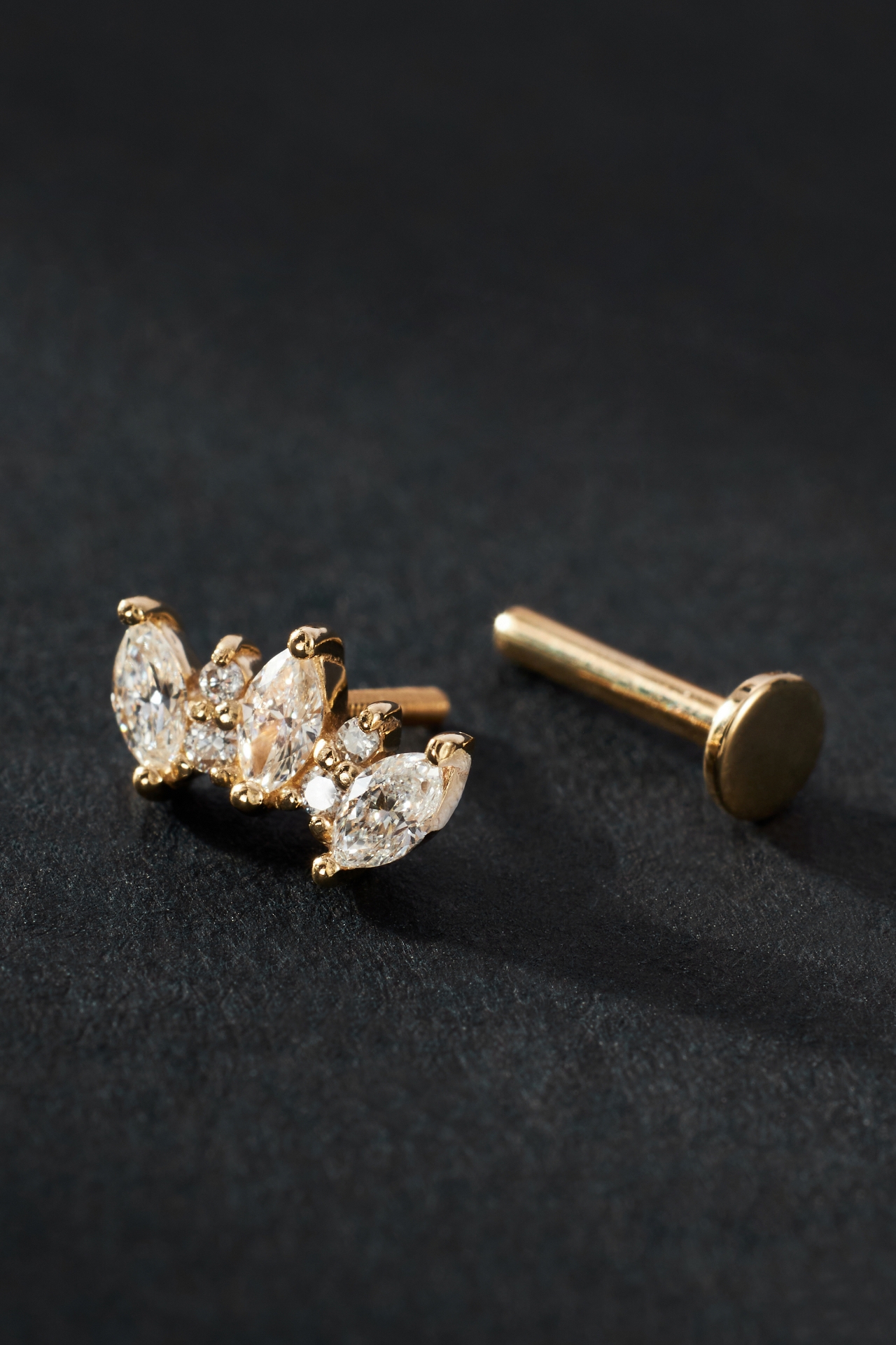 Fanned Marquise Diamond Post Earrings