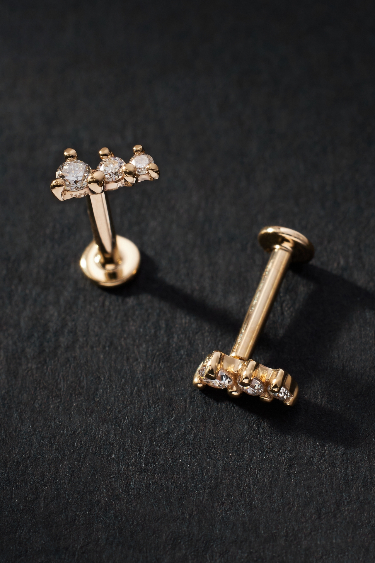 Three-Diamond Post Earrings