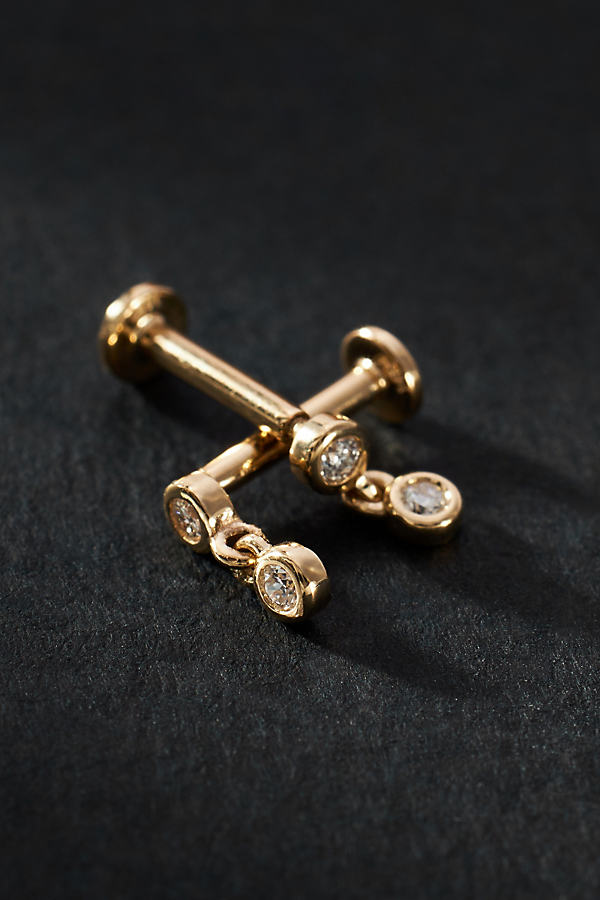 By Anthropologie Diamond Double Bezel Drop Earrings In Gold
