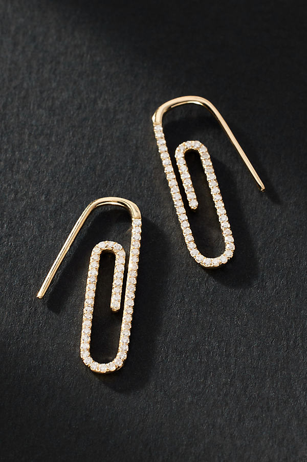 By Anthropologie Pavé Diamond Safety Pin Earrings In Gold