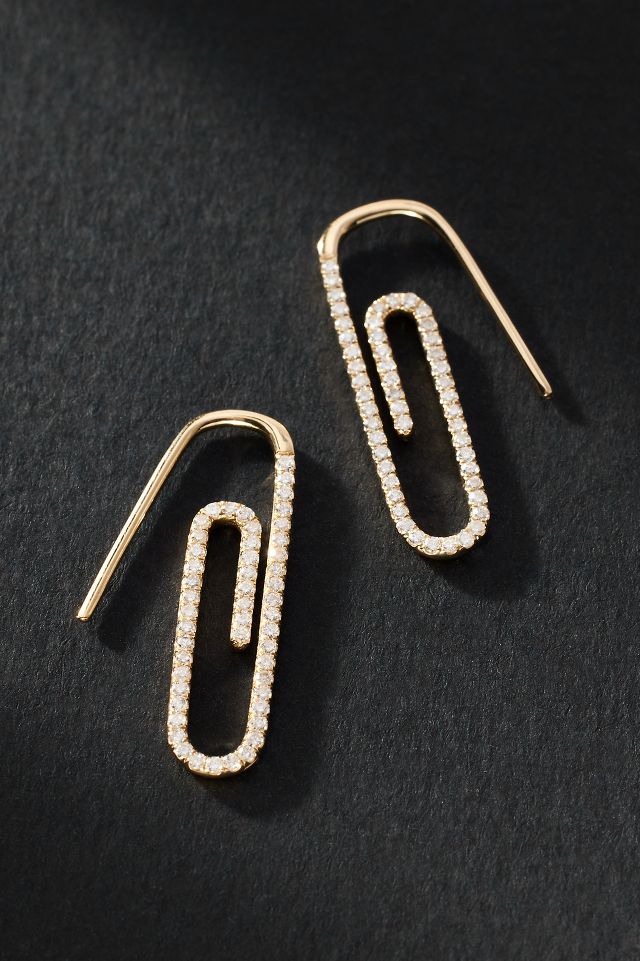 Pave diamond safety sales pin earrings