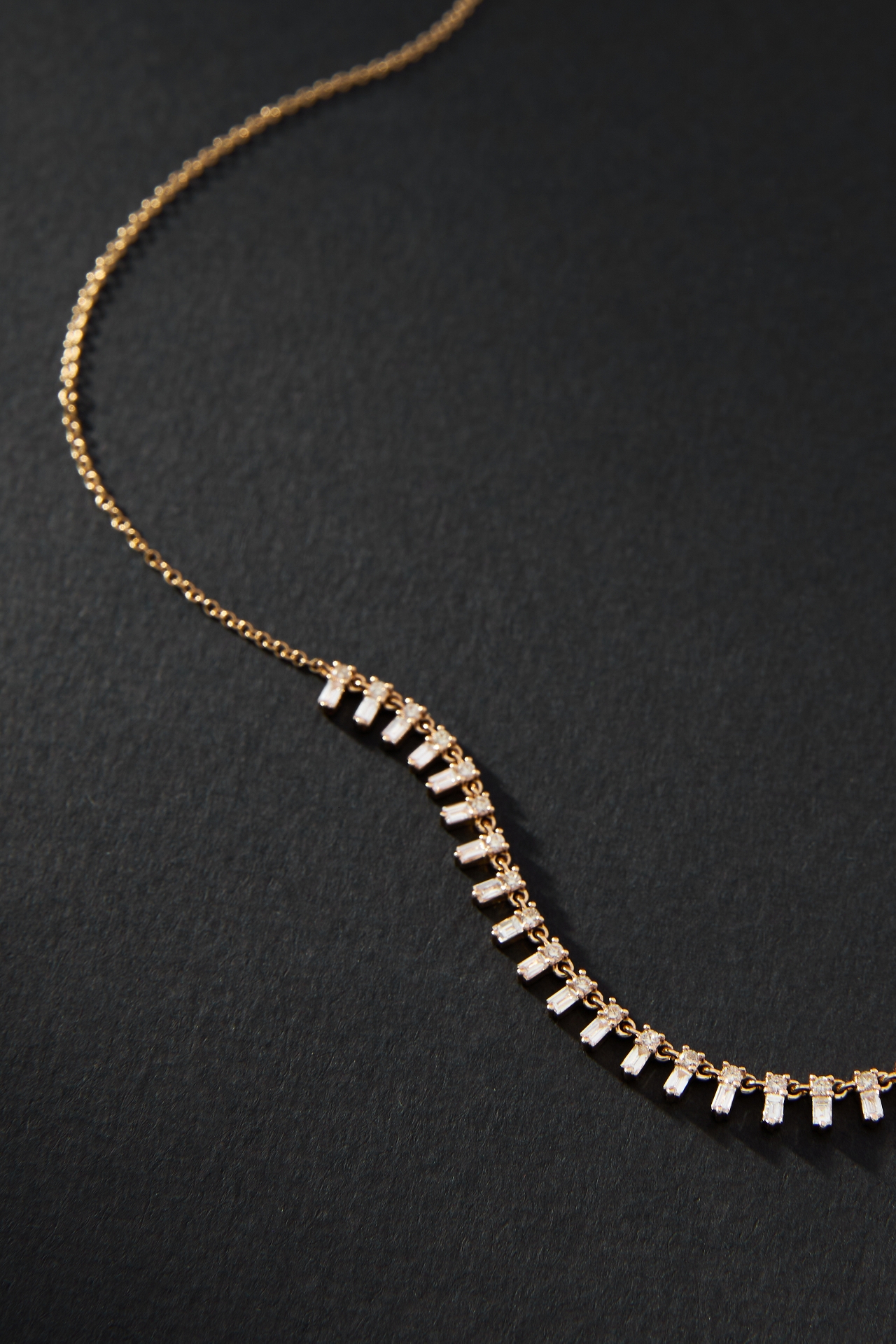 Staggered Diamond Baguette Necklace