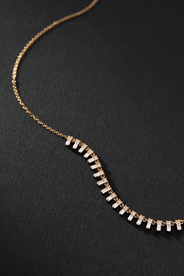 Staggered Diamond Baguette Necklace #1