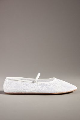 Shop Jeffrey Campbell Swan-lake Lace Flats In White
