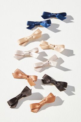 Shop By Anthropologie Small Silky Bow Clips, Set Of 10 In Brown