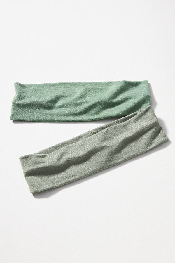 Shop By Anthropologie Cozy Luxe Headbands, Set Of 2 In Green
