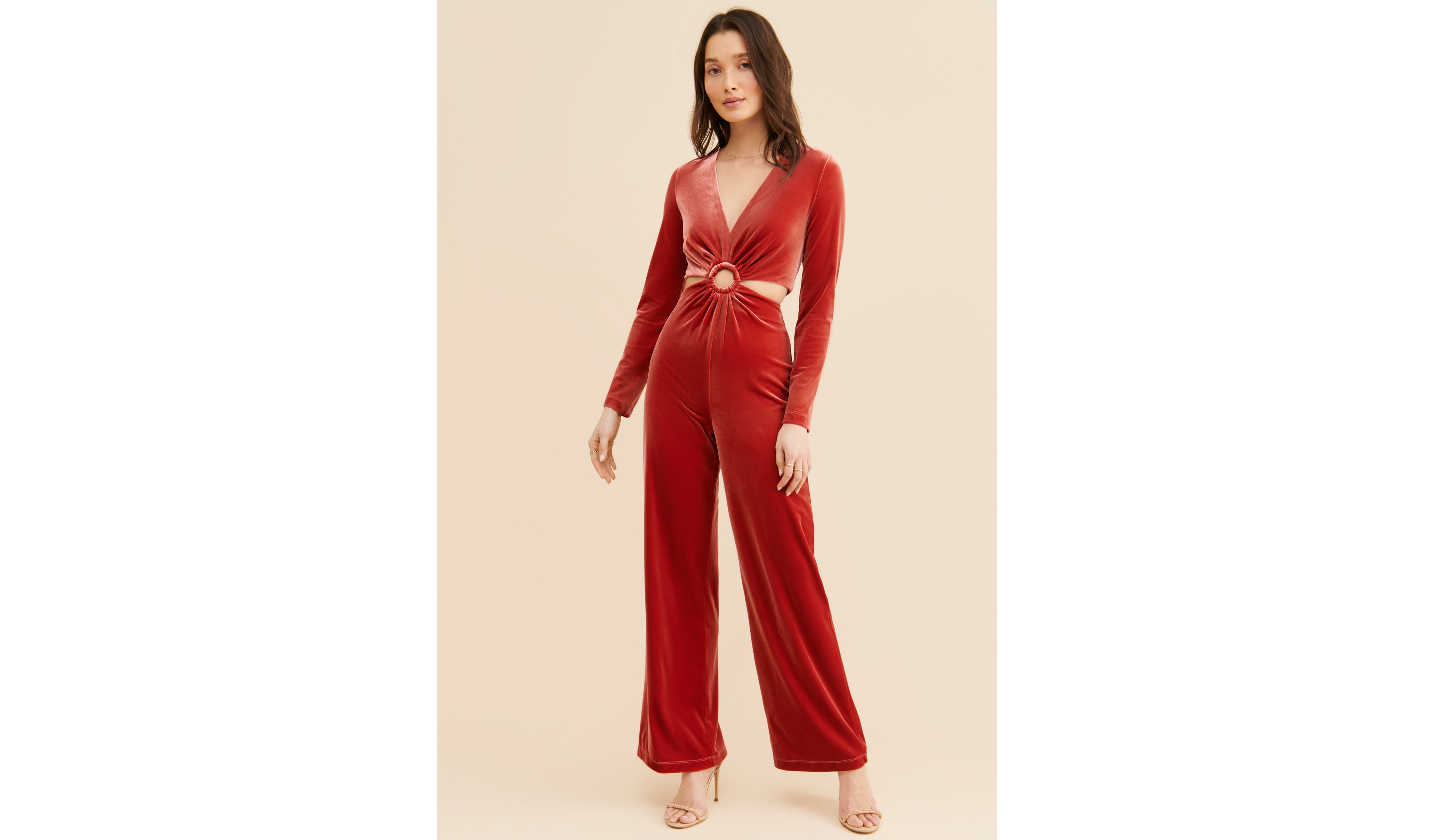 Awaylee Peekaboo Velvet Jumpsuit