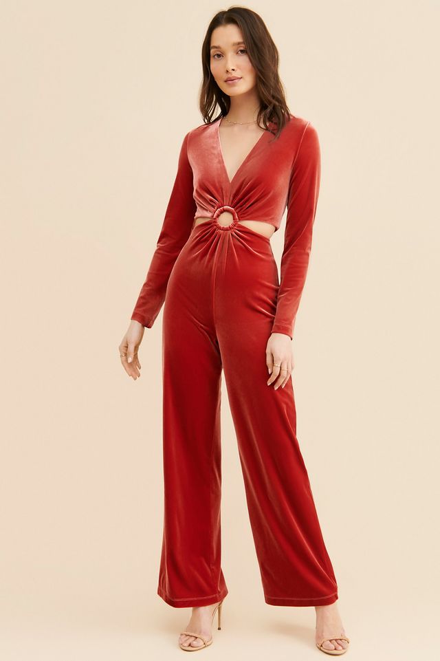 Awaylee Peekaboo Velvet Jumpsuit