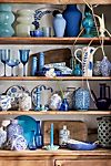 Blue Floral Ceramic Vase, Tall #2