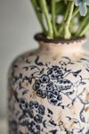 Blue Floral Ceramic Vase, Round