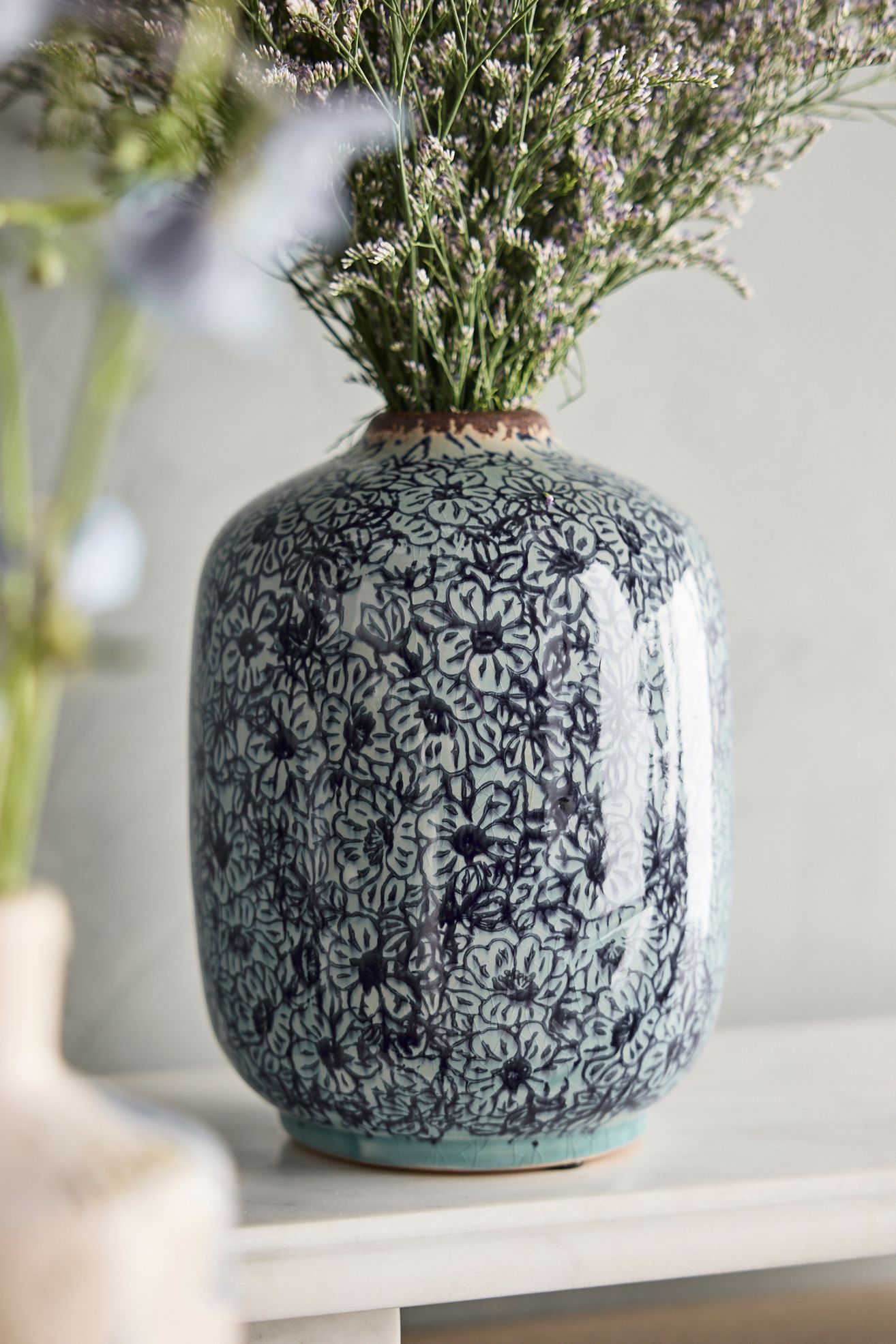 Floral Print Ceramic Vase, Small - Multi, Standard, One Size