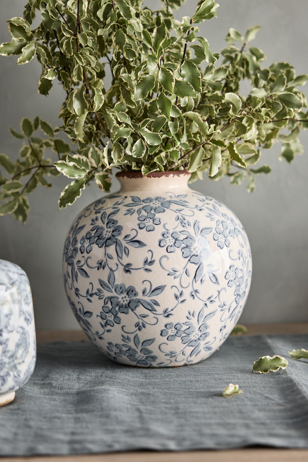 Floral Print Ceramic Vase, Large - Multi, Standard, One Size