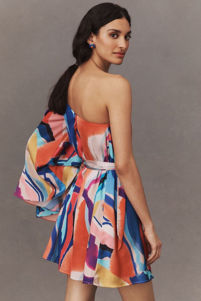 BHLDN Stevie One-Shoulder Satin Mini Dress #1