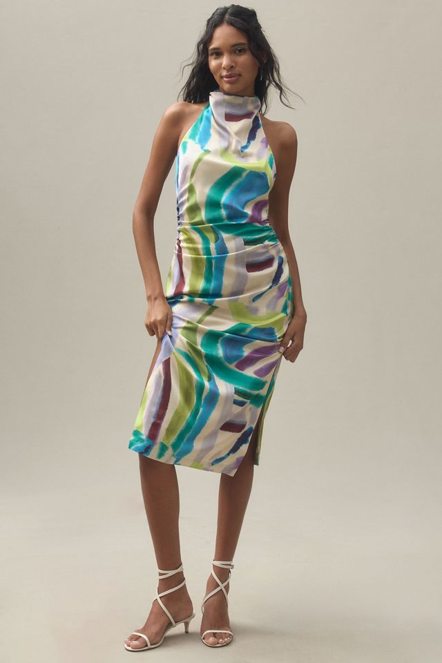 BHLDN Simone Printed Halter Satin Midi Dress
 #1