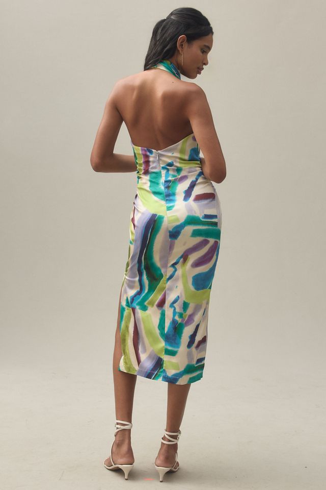 BHLDN Simone Printed Halter Satin Midi Dress
 #2