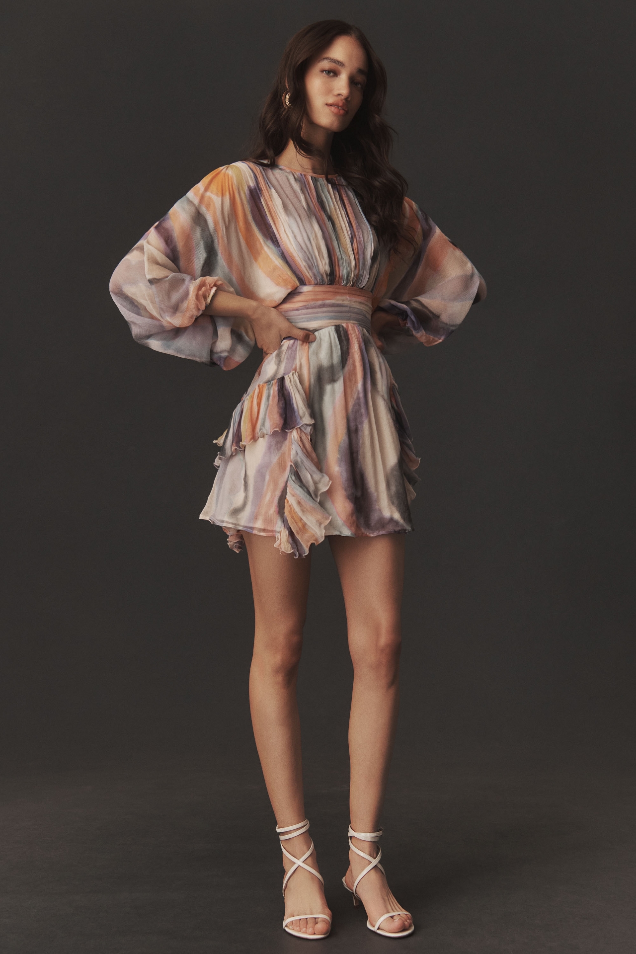 BHLDN Dawn High-Neck Long-Sleeve Mini Dress