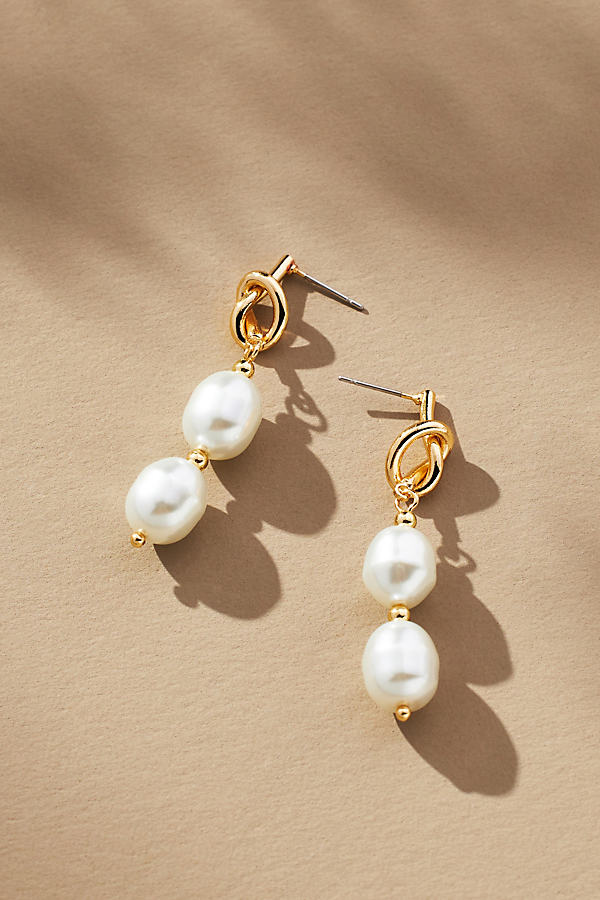 Nautical Knotted Pearl Drop Earrings