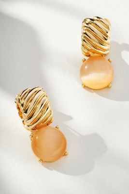 Shop By Anthropologie Ribbed Crystal Huggie Earrings In Orange