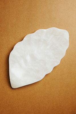 Anthropologie Alabaster Leaf Trinket Dish In White