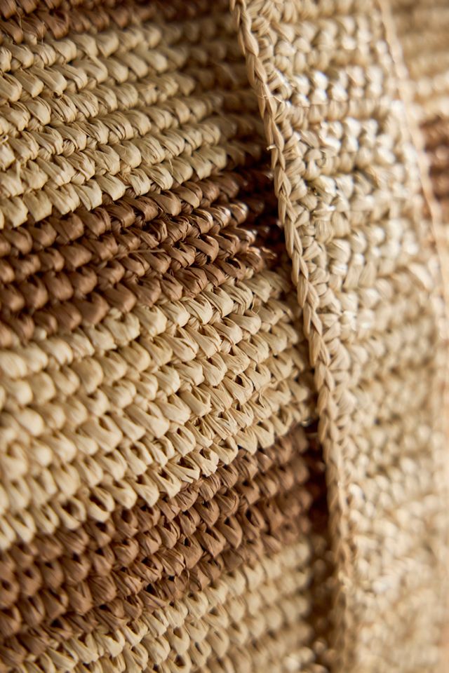 Striped Raffia Travel Tote, Natural #2