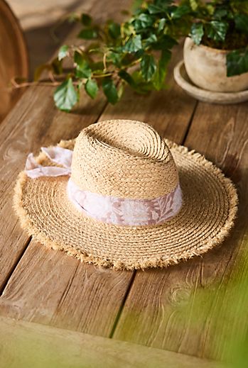 Seaside Floral Band Hat, Neutral