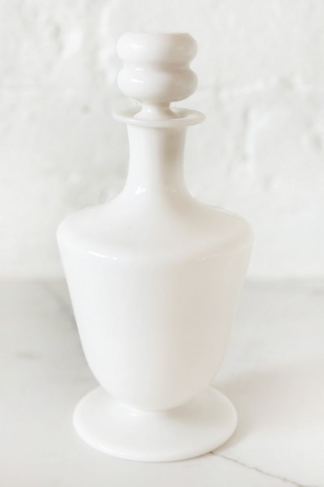 Old Flame Candle Co. Vintage Petite White Opaline Portieux Vallerysthal Decanter Set #2